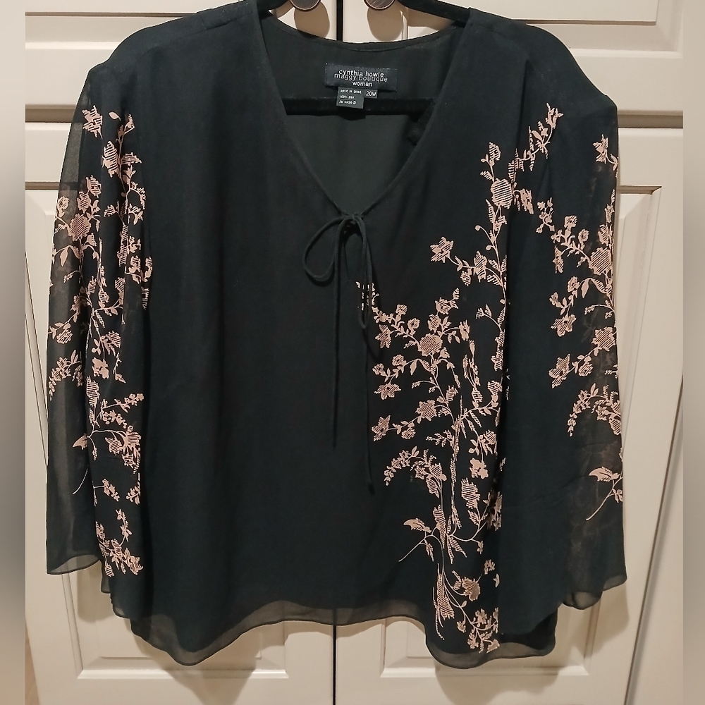Plus Size 100% Silk Two Piece Set Cynthia Howie Size: 24W - Picture 2 of 11